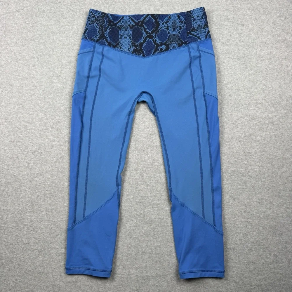 Lululemon Leggings Sz 12 All The Right Places Crop Pipe Dream Blue ziggy Snake